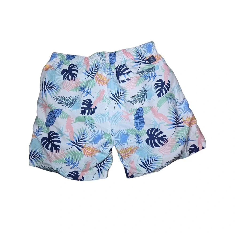 Free Planet Men's Tropical Leaf‎ Bird Swim Trunks 7